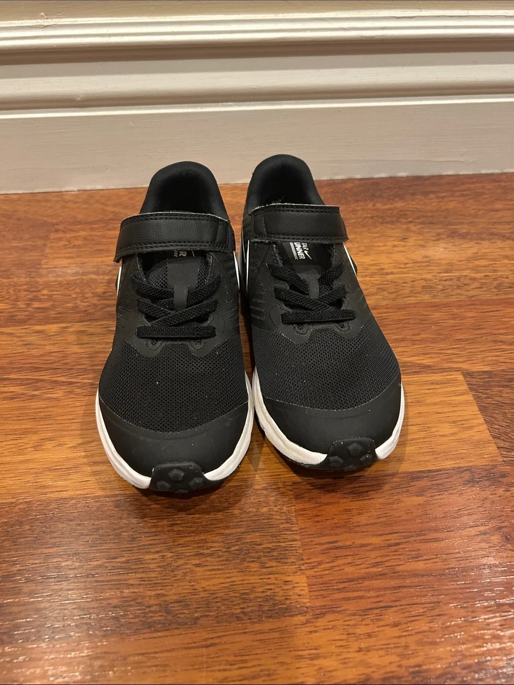 Nike Kids Black and White Velcro Athletic Sneakers